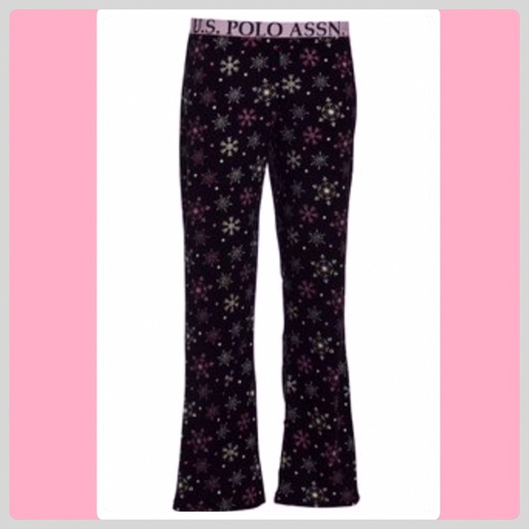 NWT  Black/Pink Snowflakes U.S. Polo Pajama Pants - Picture 10 of 11